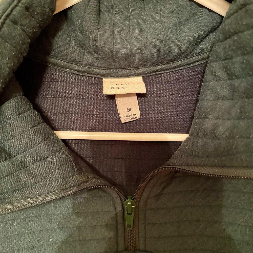 A new day Quarter Zip Quilted Pullover Sweatshirt Blue Green Medium - Picture 3 of 7